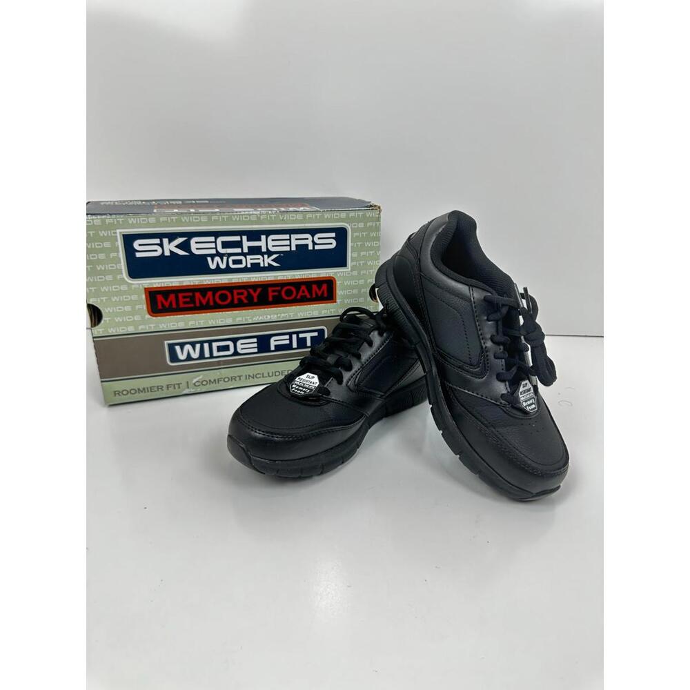 Skechers Women's Nampa-Wyola Food Service Shoe, Black Polyurethane, 6.5 W